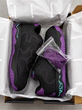 MSCHF Mens Super Normal II Mars Black Sneakers with Purple Accents